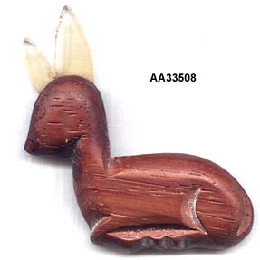 c. 1940's Wood Doe Pin with Celluloid Ears