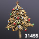 Vintage Antiqued Gold Tone Christmas Tree Brooch Pin
