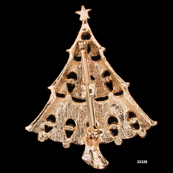 Vintage JJ Gold-Plated Christmas Tree Pin