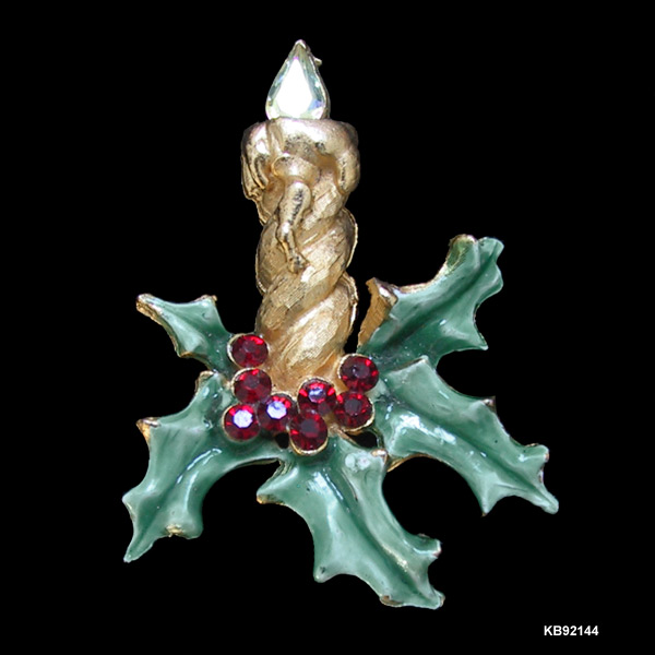 Vintage Mylu Christmas Candle Pin Brooch 1960s