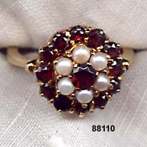 18 Karat Victorian Garnet and Pearl Ring