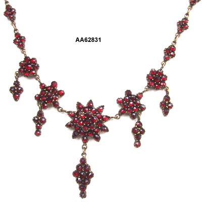 Antique Jewelry Online on 1920 Bohemian Garnet Victorian Revival Necklace