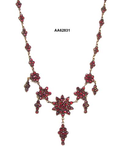 1920 Bohemian Garnet Victorian Revival Necklace